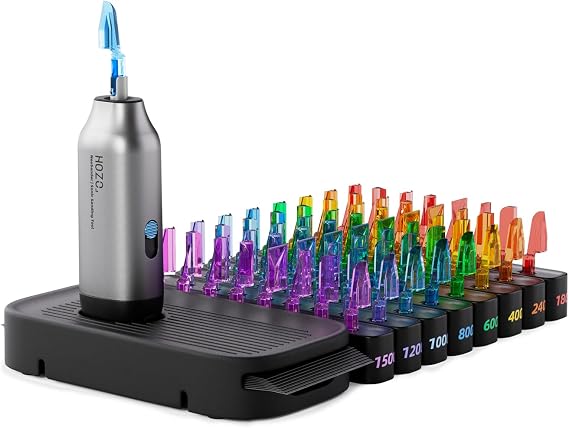 HOZO NeoSander Premium Combo Mini Reciprocating Detail Sander Kit with 64 Color-Coded Sanding Heads, Charging Dock & Basic Sandpaper Set, Gift Idea for 3D Printing, Model Makers & DIY Enthusiasts | 64 Color-Coded Sanding Heads, Charging Dock & Basic Sandpaper Set, Gift Idea for 3D Printing, Model Makers & DIY Enthusiasts