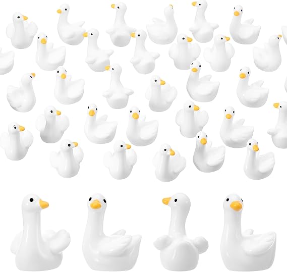 GSrenyu 50Pcs Mini Resin Goose Miniature Animals Figurines, Style 1