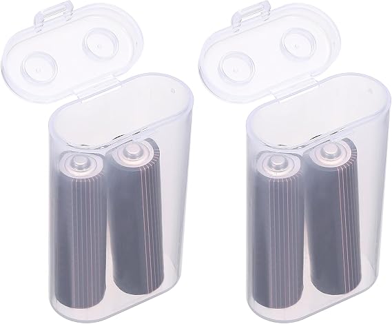 sourcing map Battery Organizer Storage Box, 2 x 18650 Batteries Plastic Clear Battery Storage Case Holder Garage Container Portable Organizer for Travelling, Home, Office, Garage (Pack of 2)