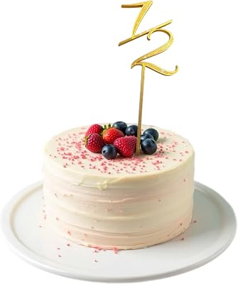 12 Cake Topper – Half Birthday Decoration, Sparkly, Built-In Stick, Thick & Sturdy, Mess-Free & Reusable Cake Topper for Baby Girl or Boy Gold