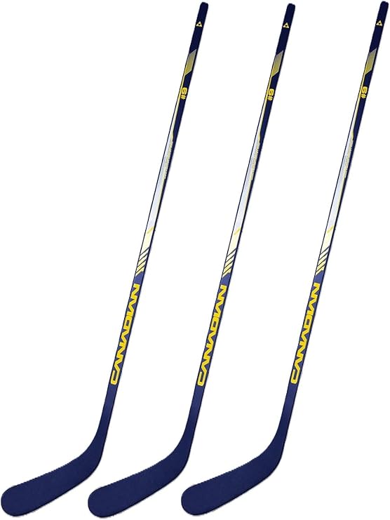 Canadian Buffalo Blue 1-Piece Wood 3-Pack Hockey Sticks - Youth | 40 Flex, P92 Curve | 3 Pack