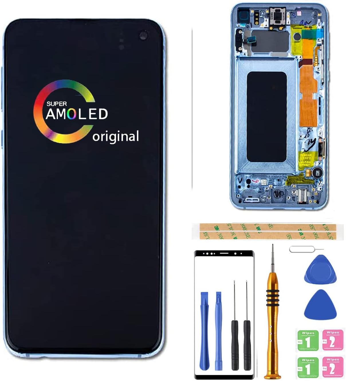 Prism White Frame] Amoled LCD for Samsung Galaxy S10e G970 Digitizer Screen LCD Display Touch Assembly Replacement G970vuvw G970A G970F G970P G970R4 5.8 inch by BITANR Prism White Frame