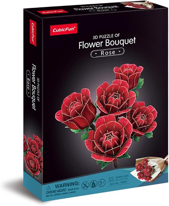 CubicFun 660865 3D Puzzle Flowers, Roses, 3D Bouquet with 312 Pieces, DIY Decoration Craft Set for Adults and Children from 8 Years