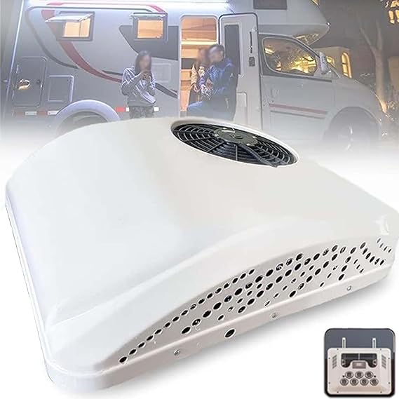 12V 24V DC Rooftop RV Air Conditioner 2 in 1 Electric Parking Air Conditioner with Cooling and Heating 360° Rotatable Air Outlet Low Voltage Protection for Camper Van Caravans,72V [Energy Class A]
