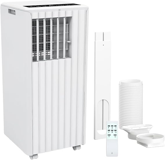 8000 BTU Portable Air Conditioner - 3 in-1 Cooling, Dehumidifier & Fan with Quiet Operation, Sleep Mode, 24H Timer & Energy Savings, for Rooms Up to 350 Sq.Ft, Includes Remote Control, Reusable Filt