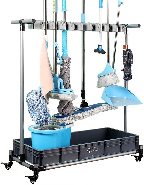 Cleaning Tool Storage Stand Broom Holder Cleaning Trolley