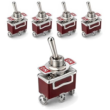 MGI SpeedWare Latching Metal Toggle Switch | 20 Amp at 12VDC 125VAC | SPDT ON/Off/ON, 5-Pack