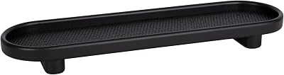 Kate and Laurel Planche Decorative Capsule Woven Tray with Solid Wood Frame; 27 x 8; Black; Modern Slim Wood Rectangle Serving Tray for Living Room