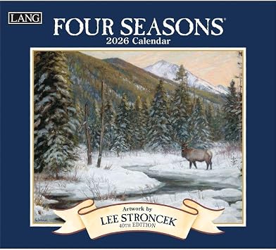 Lang Four Seasons 2026 Wall Calendar 12-Month Calendar with Stapled Binding, Linen-Embossed Seasonal Landscape Artwork by Lee Stroncek, 13.4" 12"