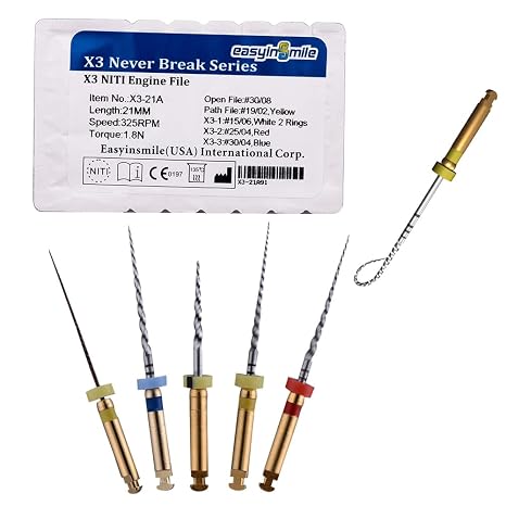 SNAWOP Dental Endodontic Niti Rotary Files X3 Twisted Never Breaking Files for Endo Root Canal Treatment (21MM Assort)