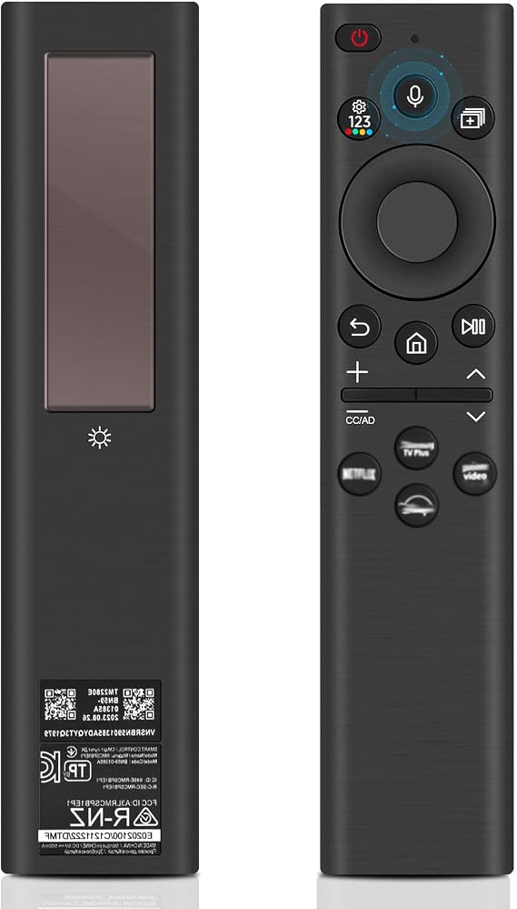 BN59-01385A Replacement remote control for Samsung, universal solar voice remote control for Samsung Smart TVs with 4 shortcut buttons, compatible with The Frame Neo QLED, Crystal UHD series TV