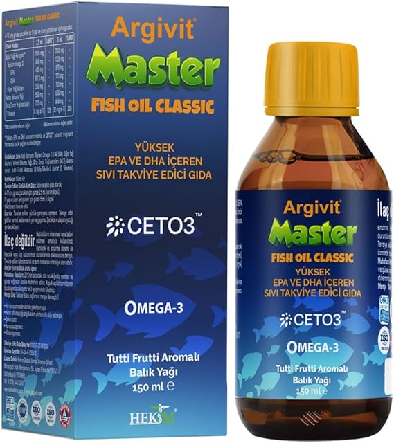 Argivit Master Balık Yağı, EPA ve DHA İçeren, Tutti Frutti Aromalı, Sıvı Takviye Edici Gıda, 150 ml