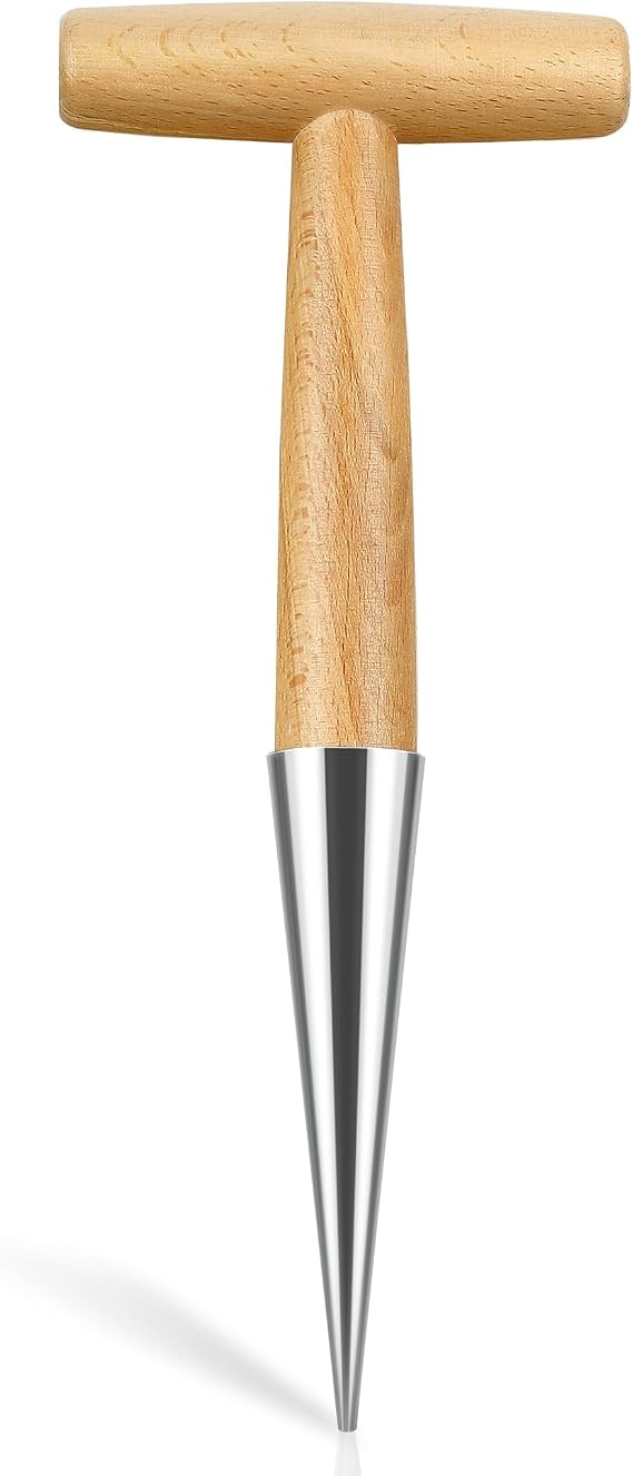 Hand Dibber,Bulb Planter Tool,Dibber Tool with Light Weight Wooden Handle for Planting Seeds and Bulbs