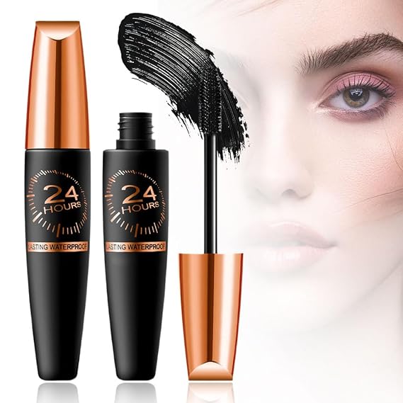 2025 New Waterproof Silk Fibre Thick Lengthening Mascara, Iron Mascara Curling Eyelashes Iron Mascaras with No Flaking, Long-Lasting 4D Curling Silk Fiber Lash Mascaras for Women Eyes Makeup (1)