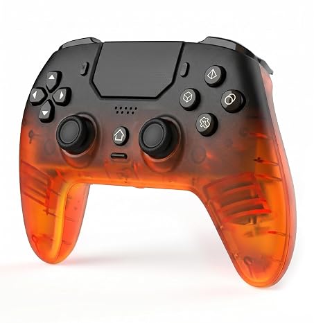 BETMI LED Wireless Controller for PS5, Pro/Slim/PC(Frosted Orange Black)