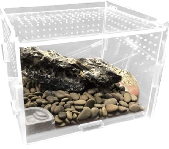 La La Pet Acrylic Transparent Reptiles Terrarium Spider Breeding Box for Lizard Bearded Dragon Frog Chameleon Geckos Snails Hermit Crabs