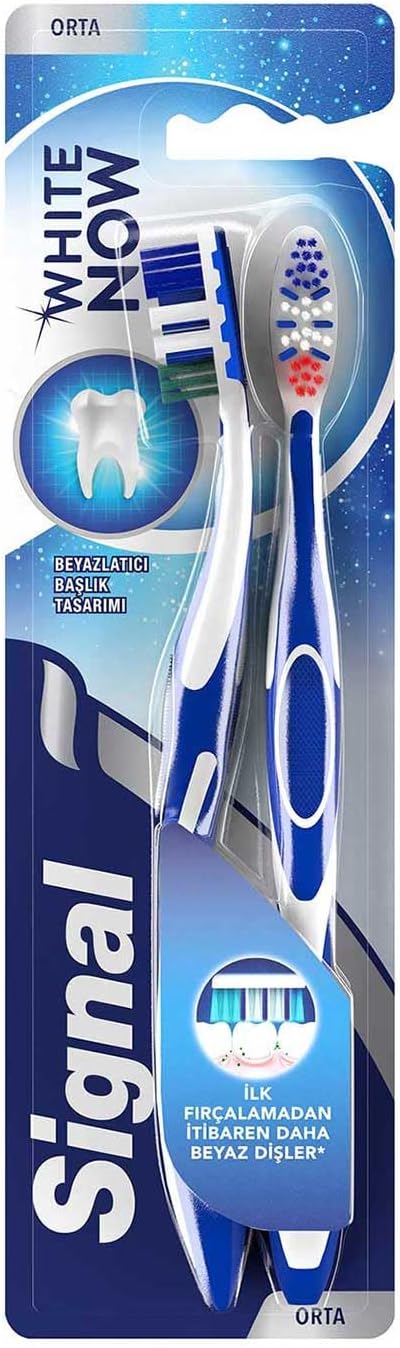 Signal White Now White Teeth 2-Piece (1+1) Medium Toothbrush