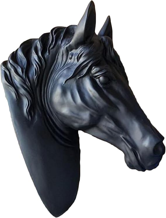 YXCQHZM Horse Head Plating Sculpture Wall Decoration - Horse Head Bust Wall Mount - for Office Home Living Room Wall decoration (black)