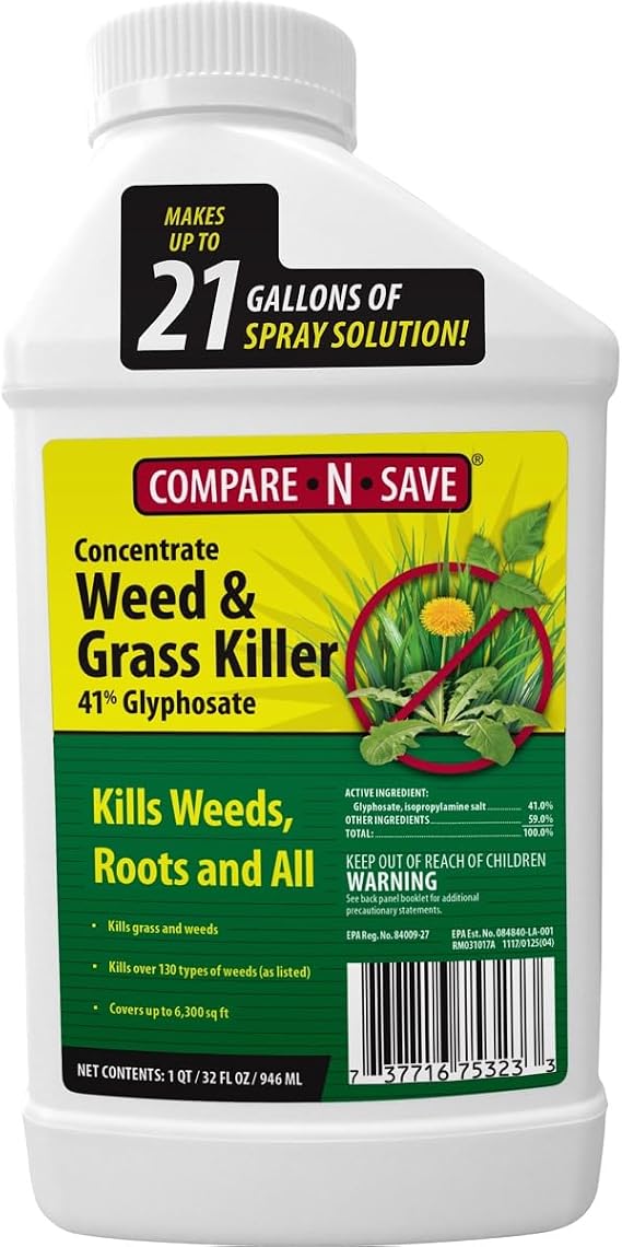 Compare-N-Save Concentrate Glyphosate Concentrate Grass & Weed Killer Herbicide, 32-Ounce