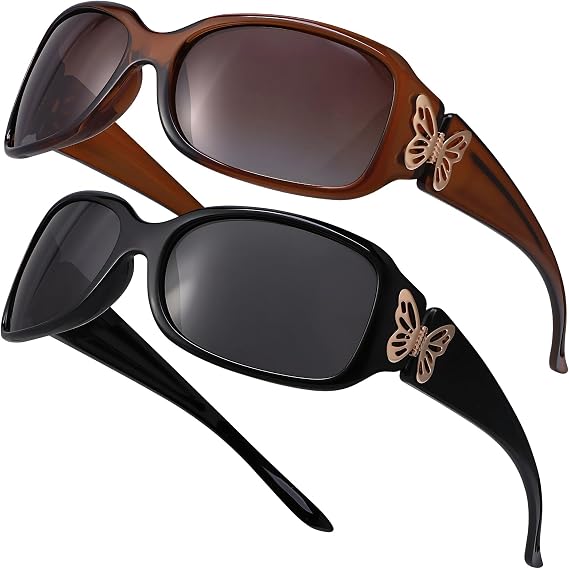 2 Pack Polarized Sunglasses Women Wraparound Butterfly