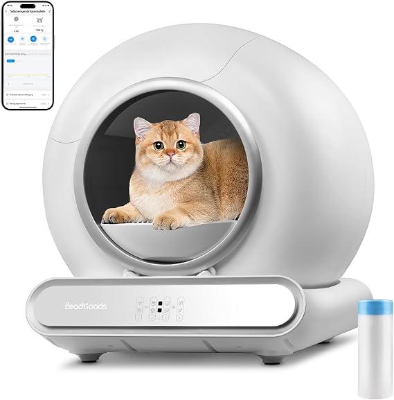 Self Cleaning Cat Litter Tray, 65L Extra Large Automatic cat Litter Tray Dual Odour Control,APP Control,Safety Protection,Lower Entry, Easy Clean, Anti-pinch Smart Litter Box for Multiple Cats