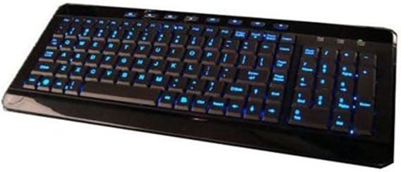 iMBAPrice USB Backlit Blue LED Multimedia Keyboard, Piano Black (IMBA-SBL-BKB)