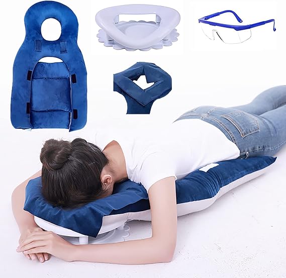 Reversible Face Down Pillow After Eye Surgery, for Use by Vitrectomy, Macular Hole and Retinal Detachment Patients During Recovery, with Height Adjustable Stand & 3 Chest Pads
