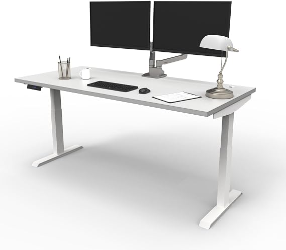 Lift It Electric Standing Desk 72"x30" - Dual Motor Height Adjustable Desk 28.5"-46.75", 4 Memory Presets, USB Charging, LED Control - Ergonomic Office Desk (White Top/White Frame)