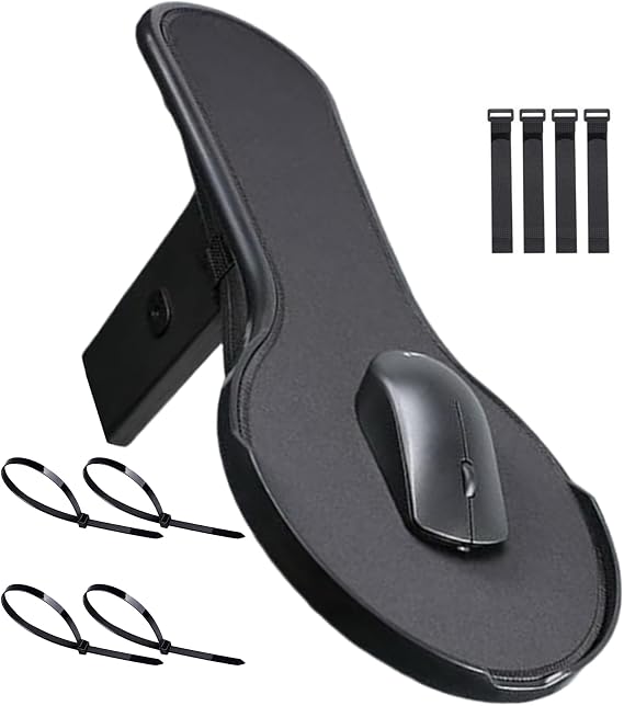 Computer Chair Mounted Mouse Extension Platform Tray Armrest And Anti Slip Mouse Pad Design