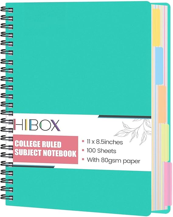 HIBOX Spiral Notebook Journal 8.5x10.5, College Ruled Hardcover Notebook