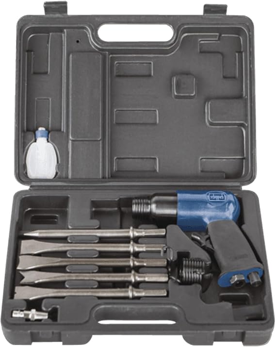Scheppach Compressed Air Chisel Hammer Set, Includes 5 Chisel Inserts and an Oil Bottle, 4500 Beats/Minute, Working Pressure 6.3 Bar, Air Requirement Diameter 79.2 L/min