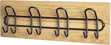 HAKU Mobel Wall Coat Rack, Solid Wood, Oiled Black Oak, W 60 x D 10 x H 20 cm