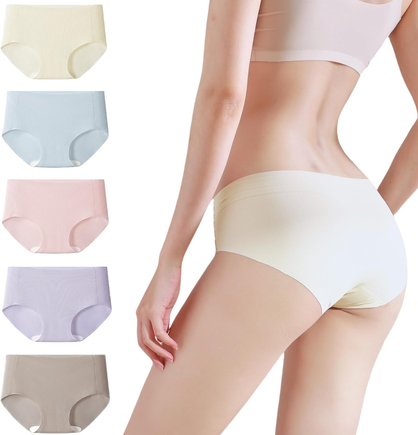 STARLY 5pcs Disposable Ice Silk Panties Womens Traceless Travel Shorts Ultra-thin Breathable Briefs Leave-on Handy Underwear