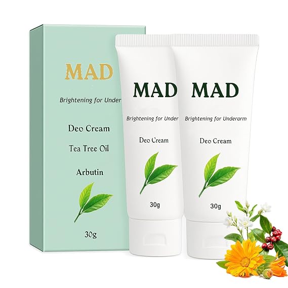 Mad Underarm Deo Cream, for Dark Armpits, Elbows, Knees, for Sensitive Skin 30g(2)