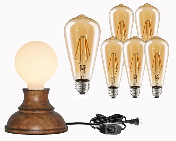 LUXON LED Edison Bulbs Dimmable,Small Beside Table Lamp