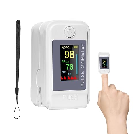 Oxygen Monitor Finger Adults, 1 Pcs White Pulse Oximeter, Sats Monitor with Led Display, Heart Rate and Pi Monitoring, Suitable for Home Healthcare (White)