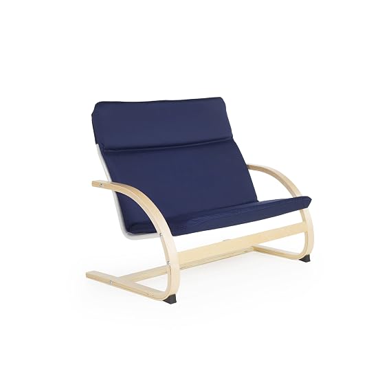 Guidecraft Kiddie Rocker, Blue Cushioned Classroom Couch for Children with Wooden Frame, Seating for up to 140 Pounds