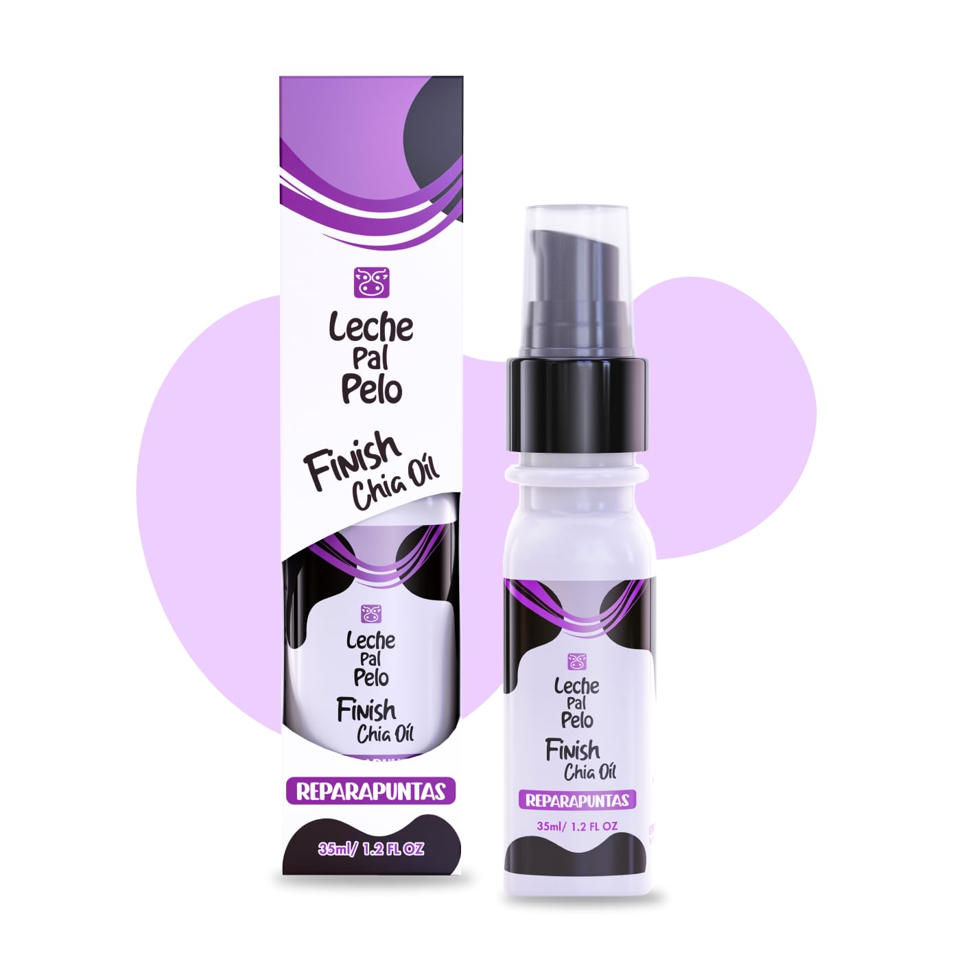Leche Pal Pelo Chia Oil Split End Repair Treatment - Frizz Control, Non-Greasy Formula with Omega 3, Abyssinia, and Pro-V B-5 1.2 fl.oz.
