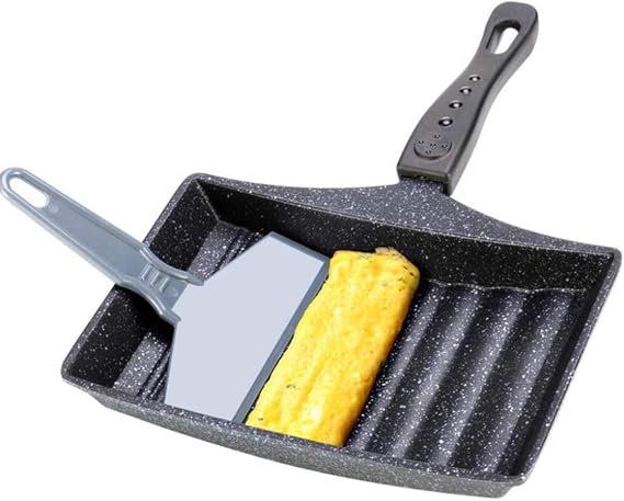 Tamagoyaki Frying Pan Non-Stick Fry Egg Pan Wave Bottom Maifanite Omelette Pan,Stone Egg Roll Pan, for Omelette, Japanese Snacks