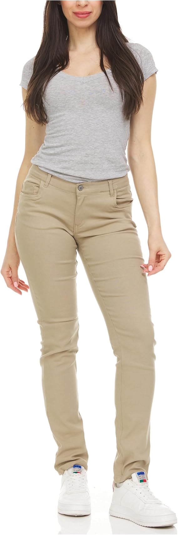 Galaxy by Harvic Women's Stretch Skinny 5-Pocket Basic Chino Pants