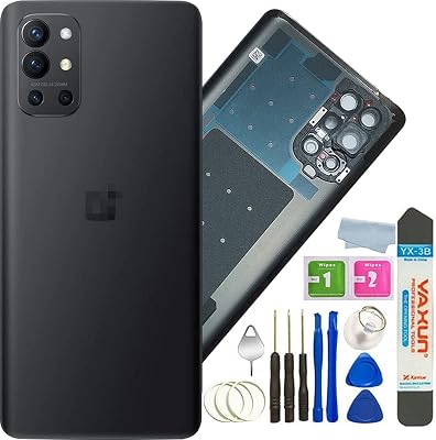 A-creator for OnePlus 9R Back Cover Glass Replacement with Camera Glass Lens and Tape Parts for OnePlus 9R 5G Dual LE2100 China Version Tools Carbon Black