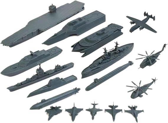 T Tooyful 17 Piece Navy Ship Building Boat Model Toy Kit with Helicopter, Grey