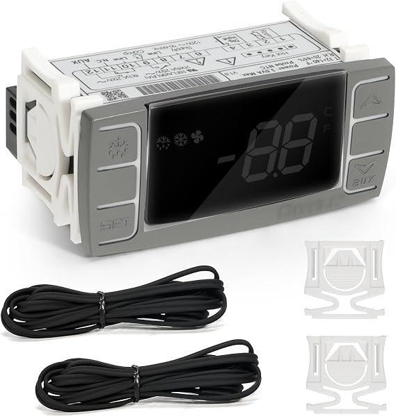 for Dixell XR03CX-4N0F1 Temperature Controller, 120V/50-60HZ Digital Thermostat Panel with 2 NTC Sensor Probes & Mounting Tabs - Fit for Normal Temperature Refrigerating Units Compressor