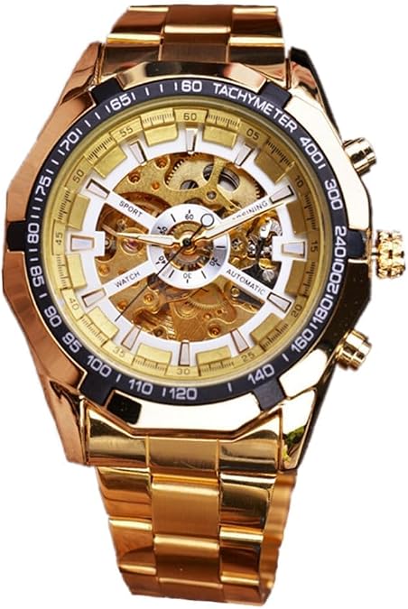 Men Automatic Mechanical Watches Skeleton Watch Stainless Steel Wristwatches Waterproof Luminous