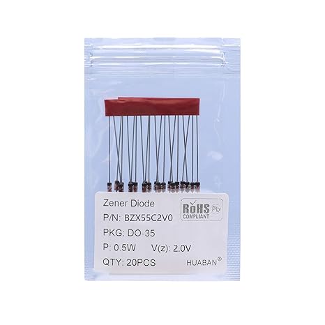 20PCS 1/2W BZX55C2V0 Silicon Planar Power Zener Diodes DO-35 Axial Diode 0.5W 2V