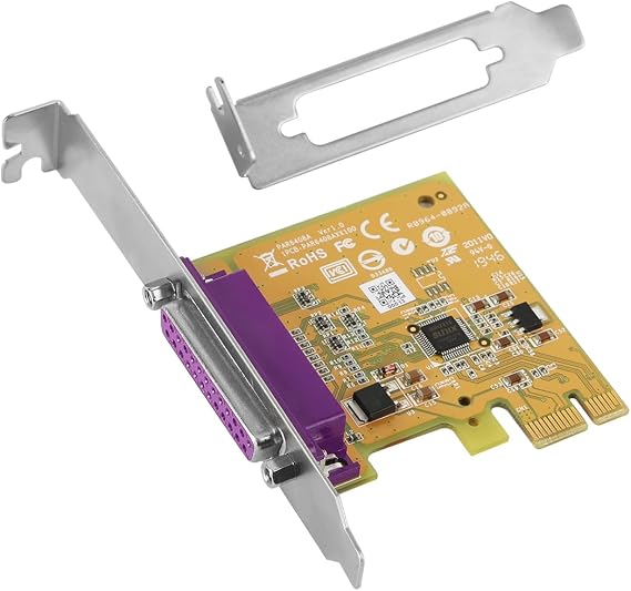 PCIe to Parallel Port Card, 1-Port LPT Adapter with Native Controller, Supports ECP/EPP/SPP/BPP, Compatible with Windows/Linux/DOS