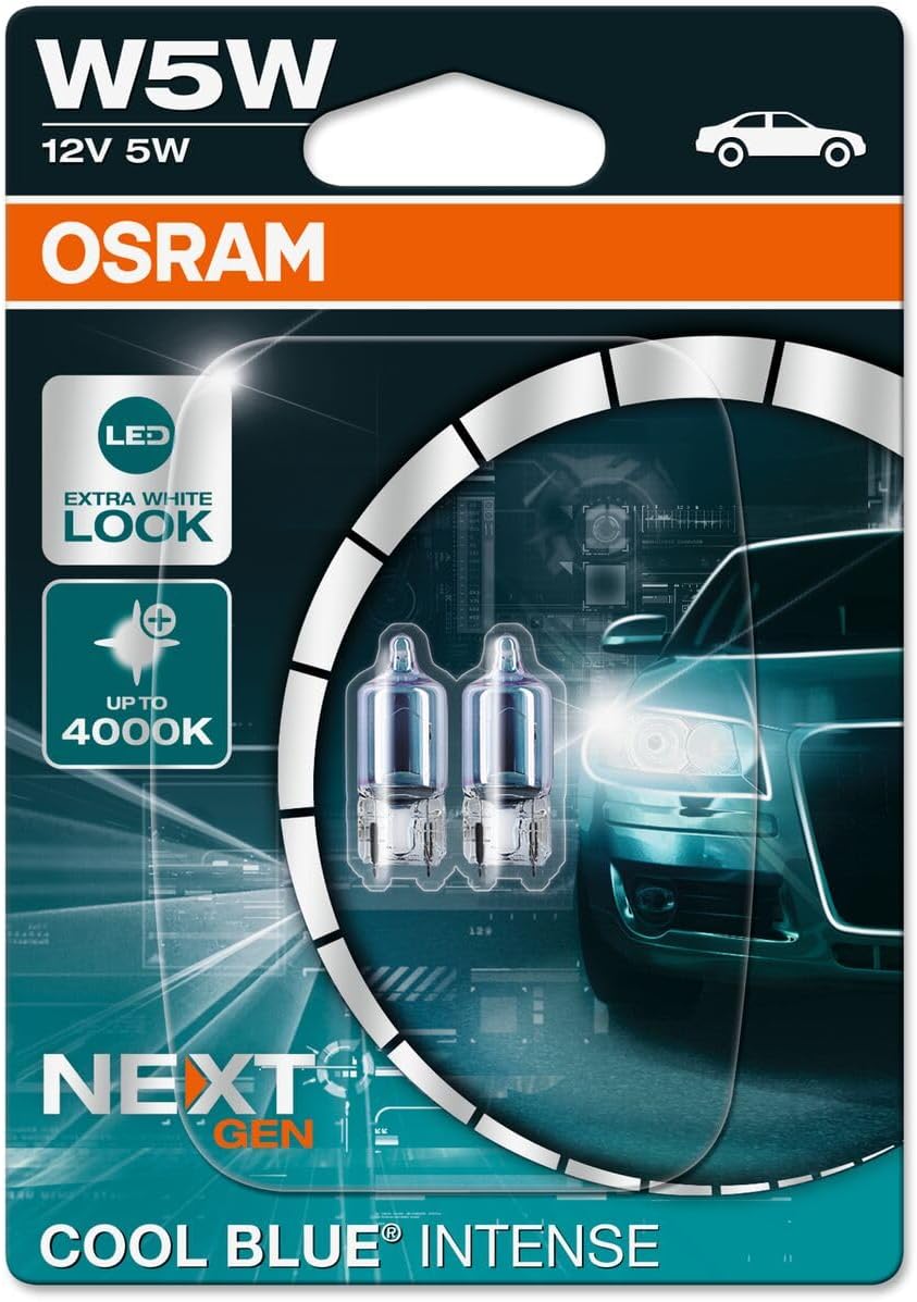Osram Cool Blue Intense Nex Gen T10 4000K White Light Parking Bulb Set of 2 [Energy Class A]