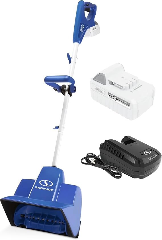 Snow Joe 24V Cordless Electric Shovel Kit w/ 5Ah Battery & Charger, 11 Clearing Width, 400W Motor Portable, Lightweight, Heavy-Duty Ice Removal for Deck, Patio, Driveway & Sidewalk, 24V-SS11-XR