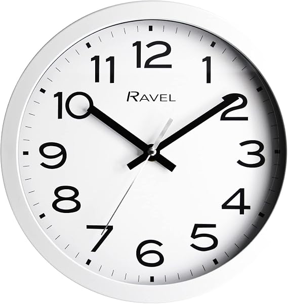 Ravel - Modern 25 cm Wall Clock for Office and Kitchen - Analogue Quartz - RWC.25.4 - White
