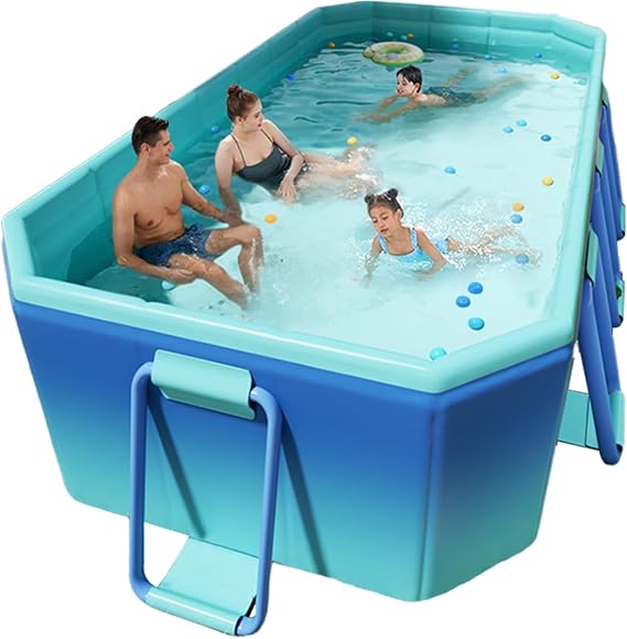 Large Foldable Pool 2.1m for Kids Adults Home | 空気入れ不要, 深い四角形, 収納便利, 室内庭ベランダ対応, 猛暑対策に最適